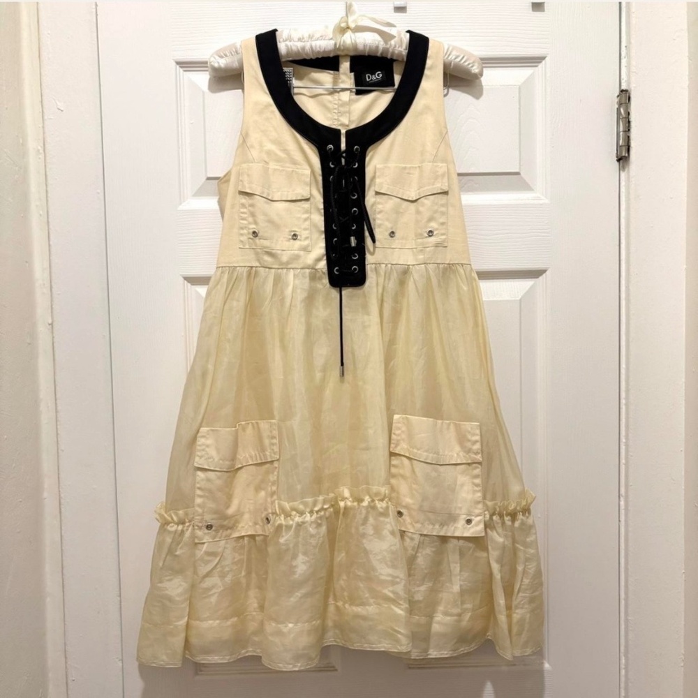 Dolce & Gabbana Cream Dress with Black Trim